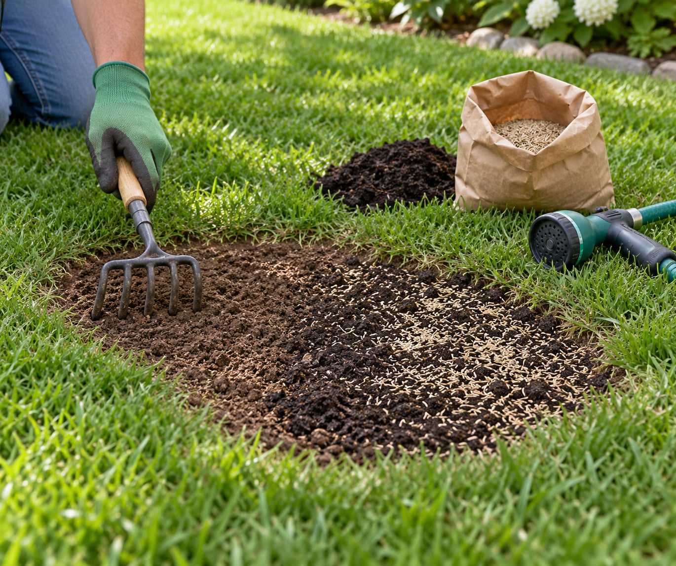 how to fix bare spots in a lawn