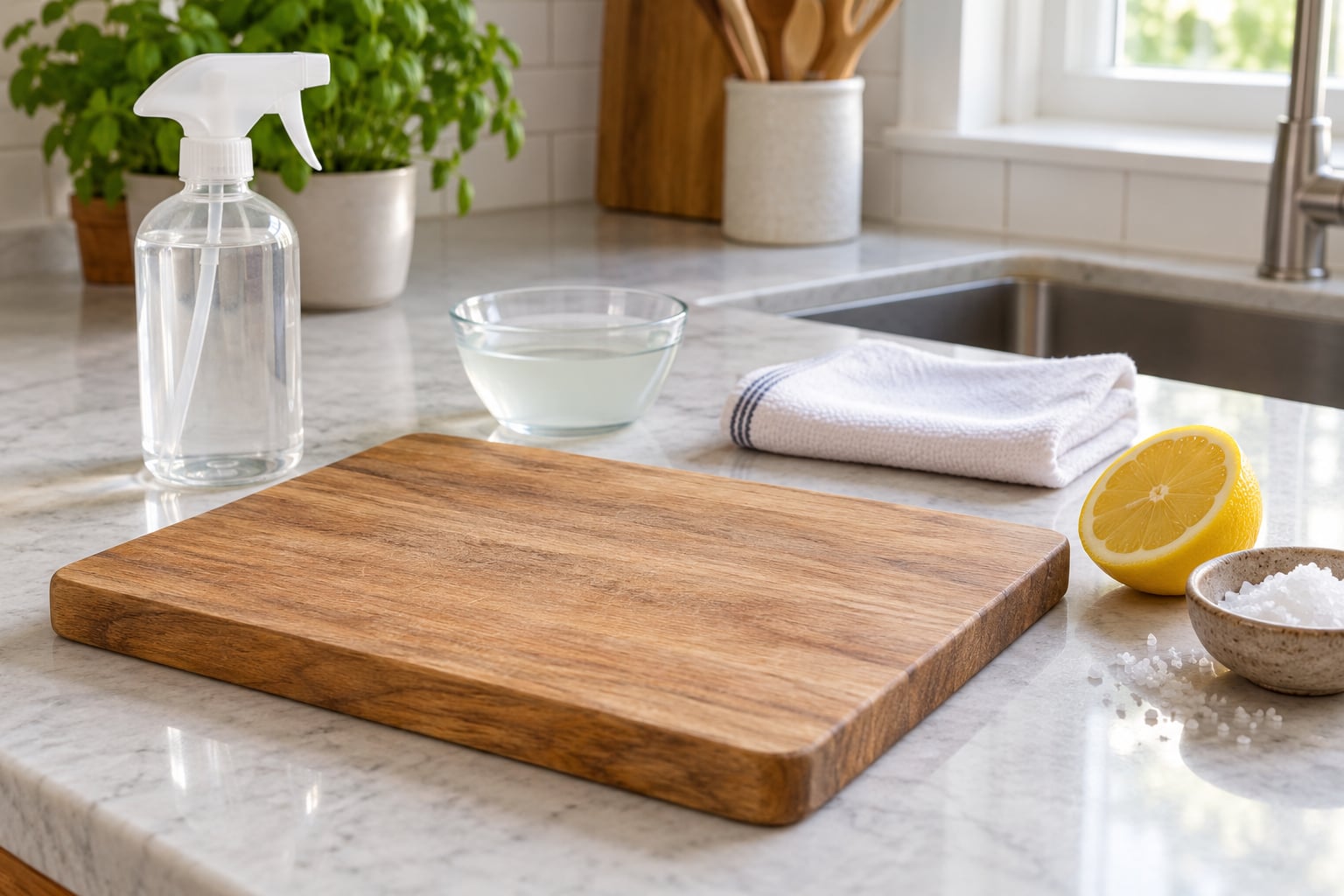 how to clean a wooden cutting board