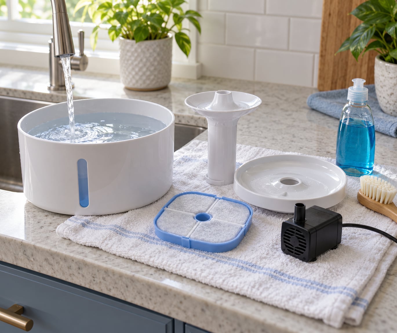 how to clean a pet water fountain