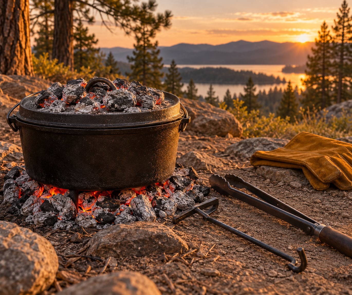 how to cook over a campfire with a dutch oven