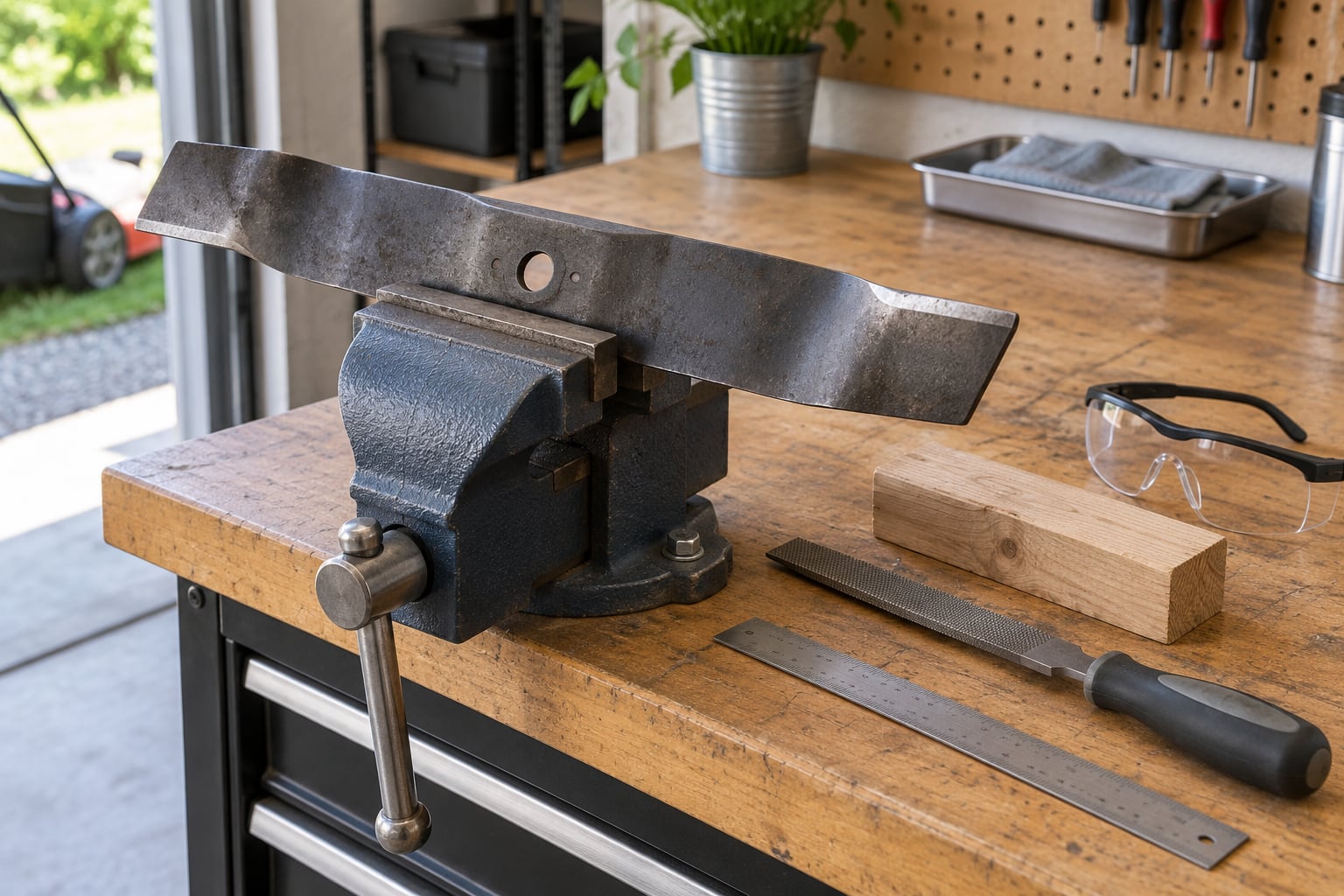 how to sharpen mower blades