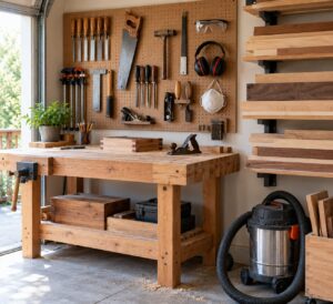 how to set up a small woodshop in a garage