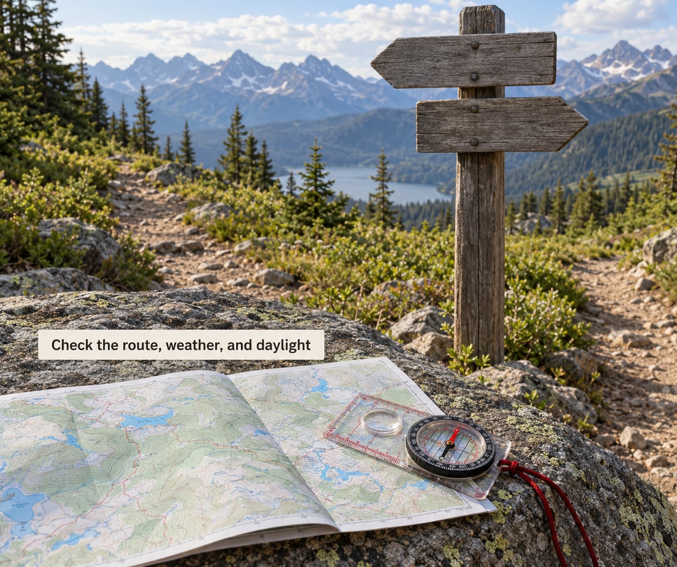 Check the route, weather, and daylight
