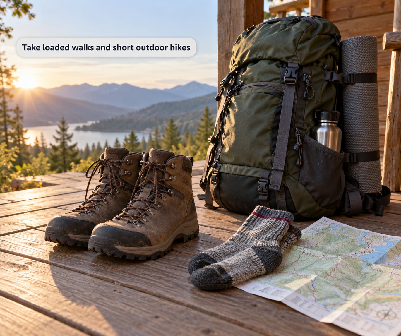 Take loaded walks and short outdoor hikes