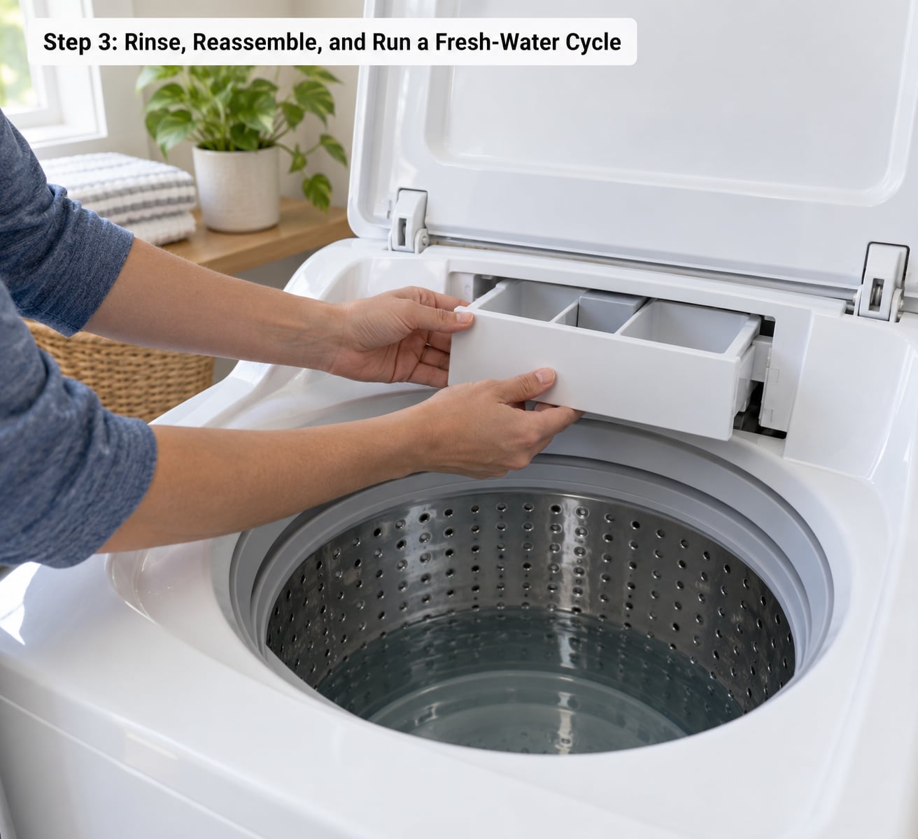 Step 3: Rinse, Reassemble, and Run a Fresh-Water Cycle
