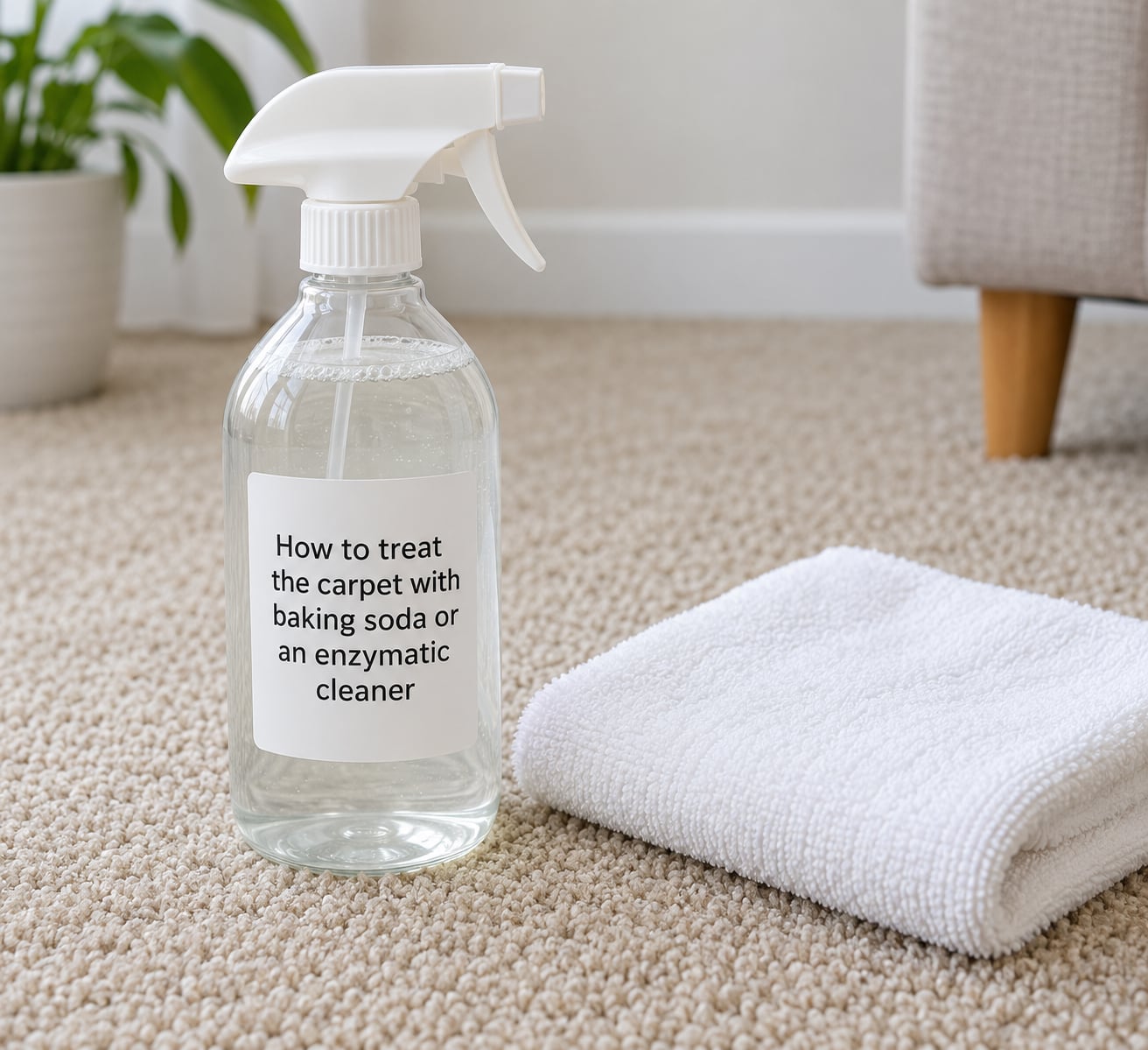 How to treat the carpet with baking soda or an enzymatic cleaner