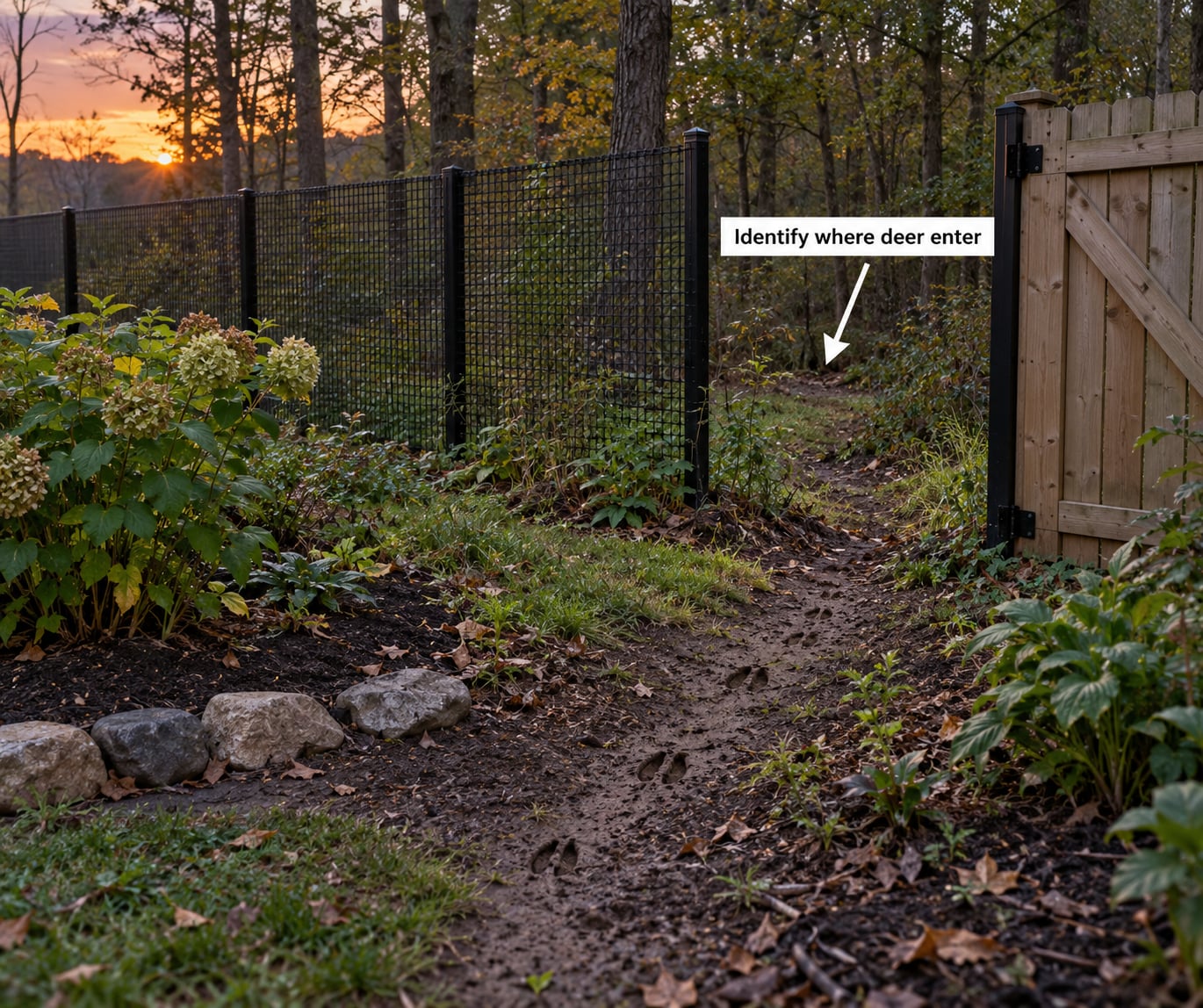 Identify where deer enter