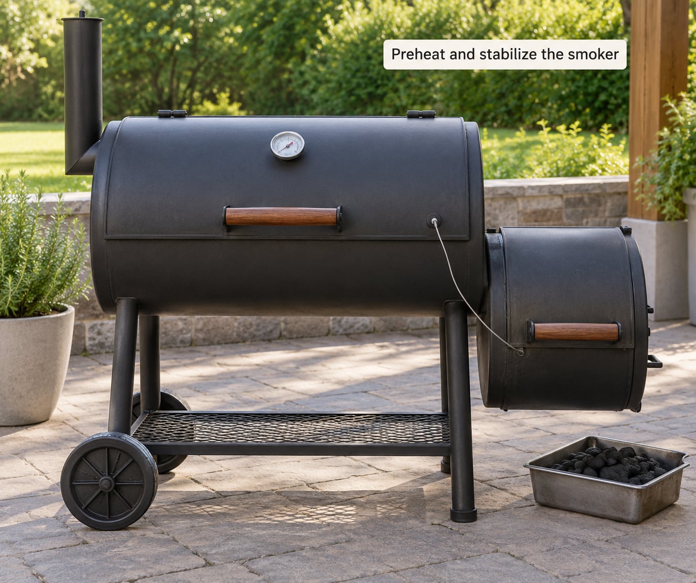 Preheat and stabilize the smoker
