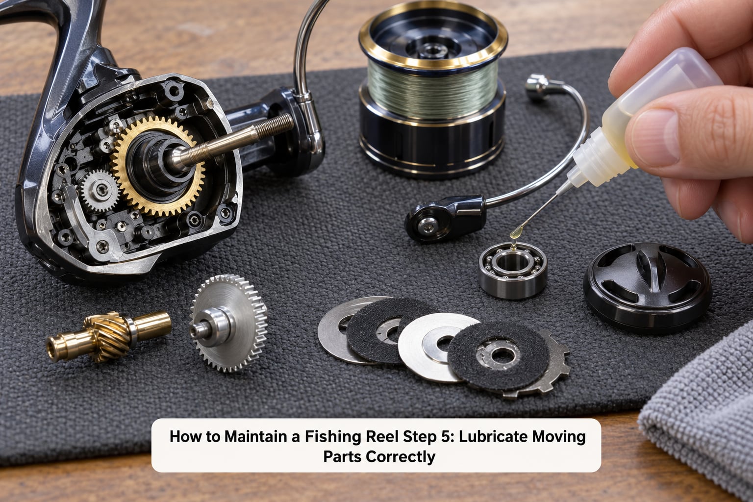 How to Maintain a Fishing Reel Step 5: Lubricate Moving Parts Correctly