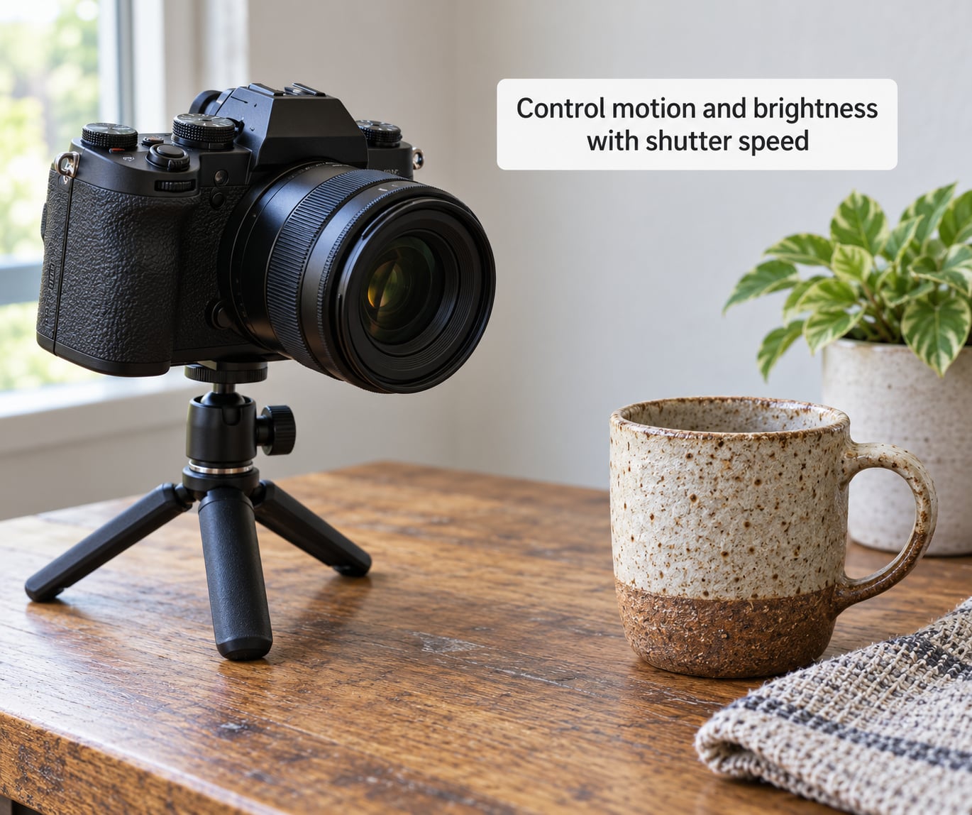 Control motion and brightness with shutter speed