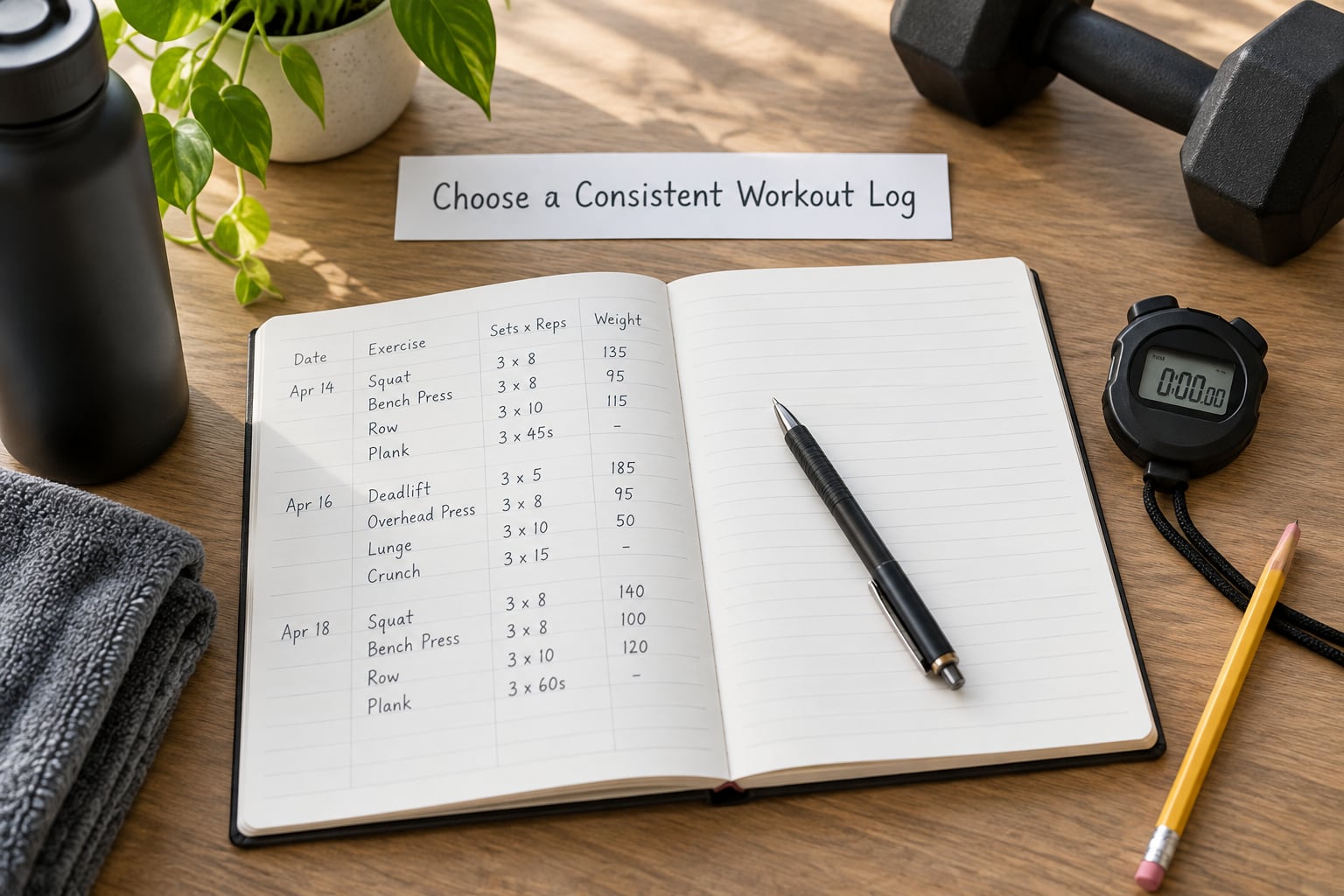 Choose a Consistent Workout Log